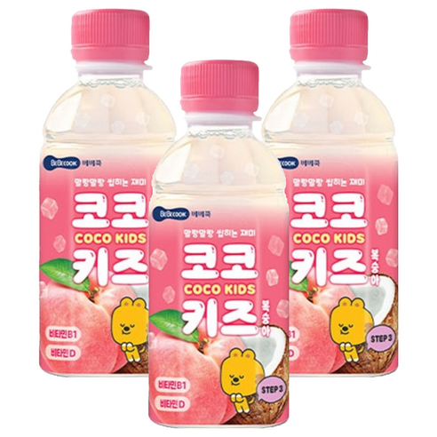 베베쿡 코코키즈 복숭아, 220ml, 3개