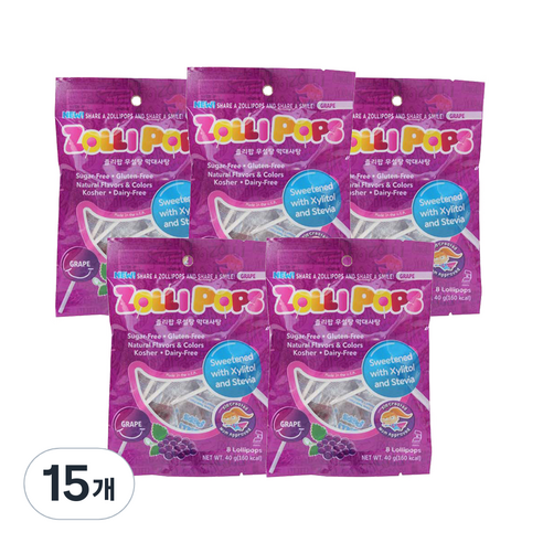 졸리팝 무설탕 막대사탕 40g, 15개