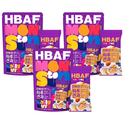 바프 먼투썬 하루견과 퍼플 믹스넛, 20g, 3개