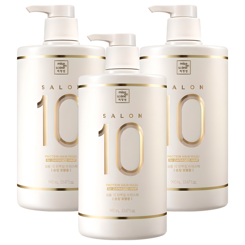 미쟝센 살롱10 단백질 대용량 에센스 헤어팩 손상 모발용, 990ml, 3개