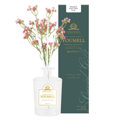 유멜 안개꽃 디퓨저, 피치코튼, 500ml, 1개