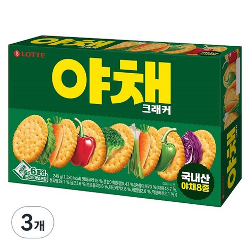 롯데 야채 크래커 벌크, 249g, 3개