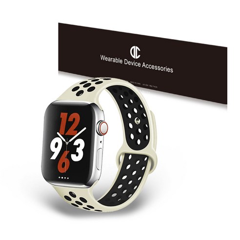 애플워치스트랩 디씨네트워크 애플워치 3 4 5 6 7 SE 8 울트라 스포츠 실리콘 밴드 42 44 45 49mm 호환 가능, 샌드 + 블랙, 1개 Best Top3