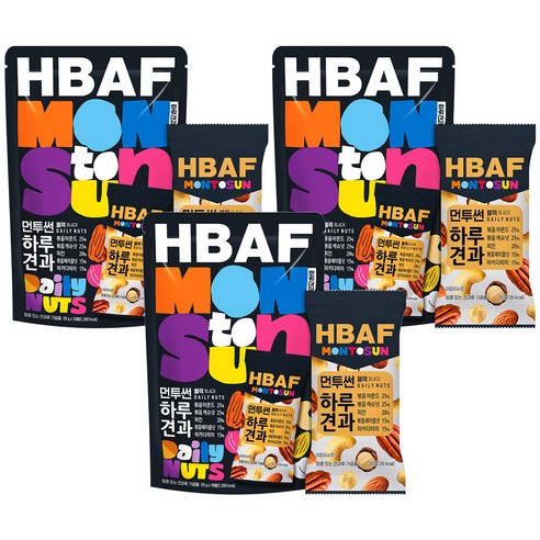 바프 먼투썬 하루견과 블랙, 200g, 3개