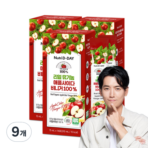 뉴트리디데이 리얼 유기농 애플사이다 비니거 14p, 210ml, 9개