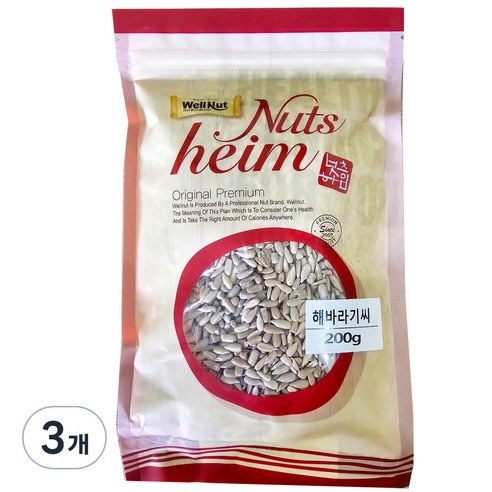 웰넛 자연두레 해바라기씨, 200g, 3개