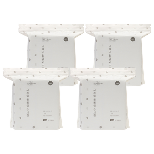 디어커스 원데이 수세미 엠보싱, 그레이, 100개, 4개