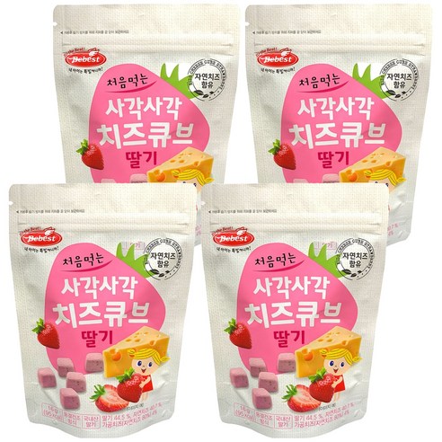 베베스트 처음먹는 사각사각 치즈큐브, 딸기, 4개