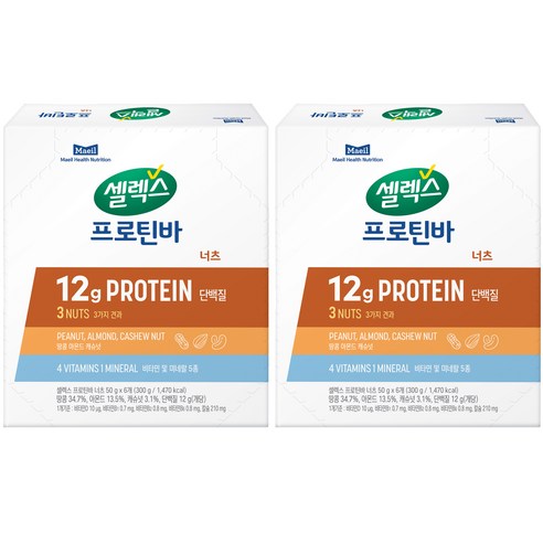 셀렉스 코어 프로틴 너츠바 50g x 6p, 300g, 2개