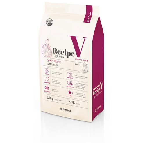 유한양행 Recipe V 연령별 맞춤식사료 어덜트, 1.2kg, 1개