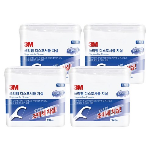 쓰리엠 디스포서블 치실 벌크 싱글라인, 2cm, 150개입, 4개