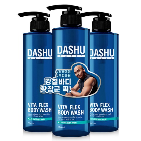 다슈 데일리 비타플렉스 남성용 올인원 바디워시, 500ml, 3개