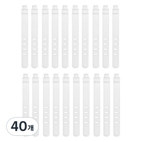 일상숲 실리콘 스트랩 케이블 타이, 화이트, 40개