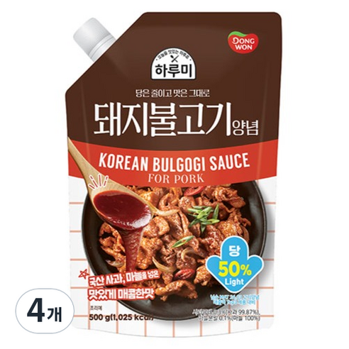 동원 하루미 돼지불고기 양념, 4개, 500g