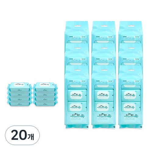 시치미 데일리 미니 물티슈 휴대용, 64매입, 20개 세트 시치미쓱