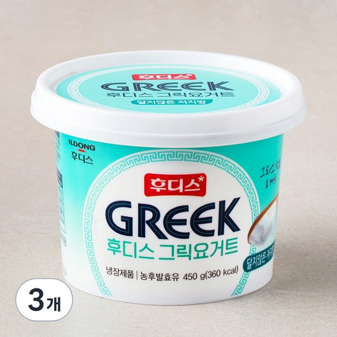 후디스 그릭요거트 달지않은 저지방, 450g, 3개 450g × 3개 섬네일