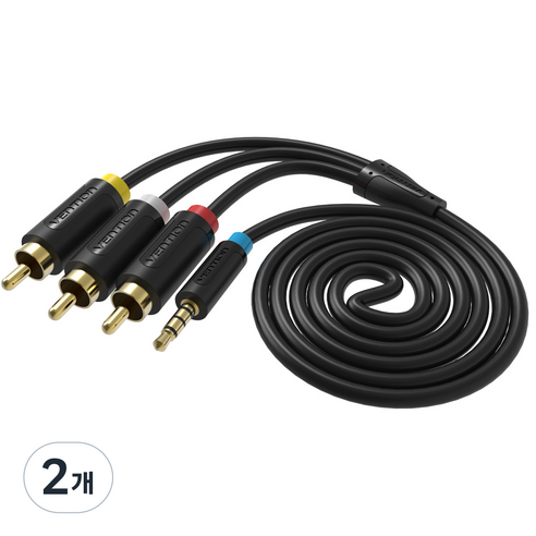 벤션 순동 3.5mm AV to 3 RCA 오디오 케이블 1.5m, 2개