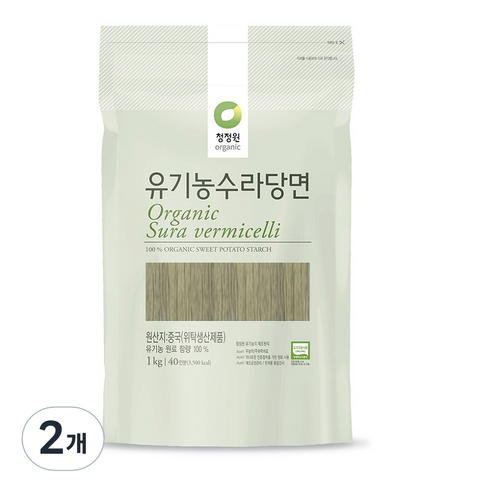 청정원 유기농 수라 당면, 1kg, 2개 더블기린당면