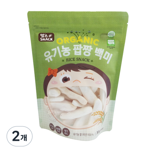 맘스스낵 유기농 팝짱 백미, 백미맛, 2개