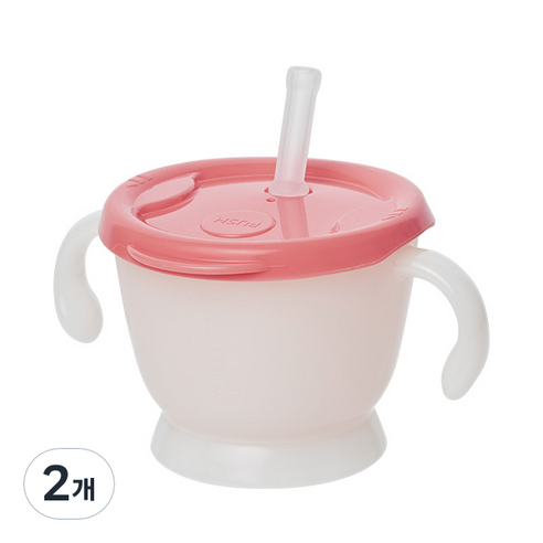 스카카 국내 제조 유아용 첫걸음 트레이닝 스트로우 머그 150ml, 2개, 핑크
