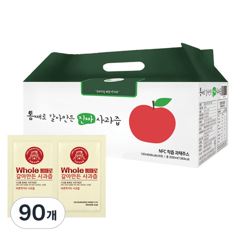 통째로 갈아만든 사과즙 일반파우치, 100ml, 90개