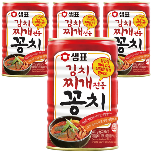 샘표 김치찌개 전용 꽁치 통조림, 400g, 4개