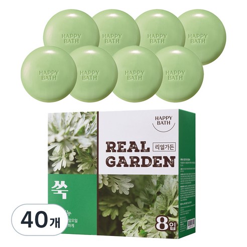 해피바스 리얼가든 사철쑥 진정 비누, 90g, 40개