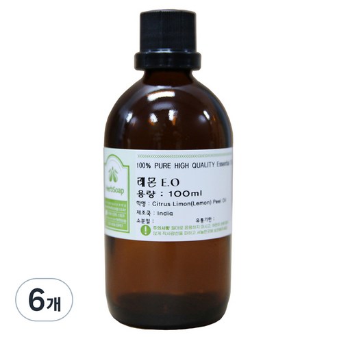 허브솝 에센셜 오일, 레몬, 100ml, 6개