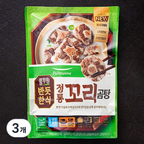 풀무원 반듯한식 정통 꼬리곰탕 냉장, 500g, 3개