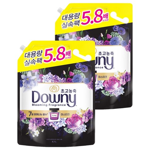 다우니 초고농축 대용량 향수 섬유유연제 미스티크 리필, 4.1L, 2개