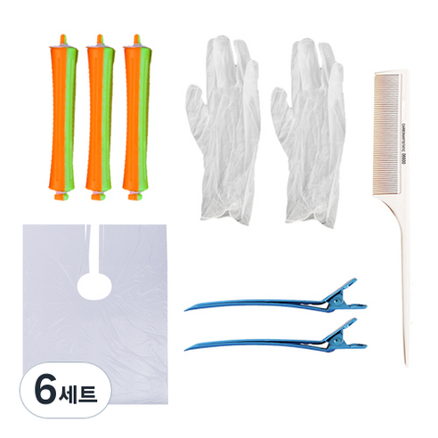 HG-50 셀프파마 시스루뱅 처피뱅 원터치롯드 소 앞머리 파마 세트, 혼합색상, 6세트