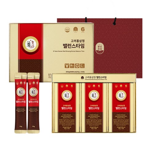 풍년보감 6년근 고려홍삼정 밸런스타임 홍삼스틱 선물세트 + 쇼핑백  300g, 1세트