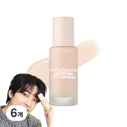 더페이스샵 잉크래스팅 파운데이션 슬림핏 뉴 35ml, V103, 6개