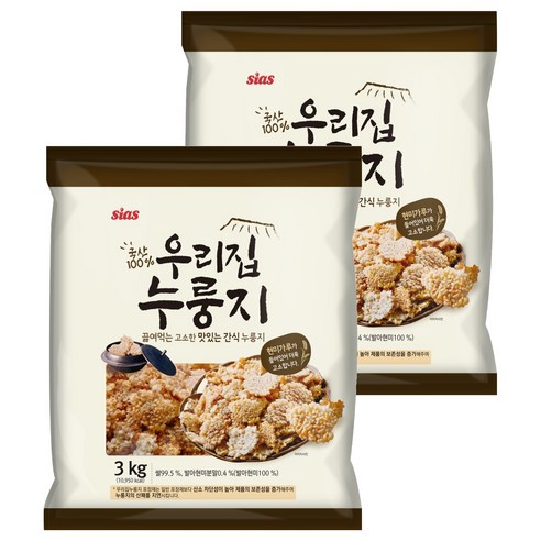 시아스 우리집 누룽지, 3kg, 2개