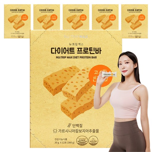 뉴트립 다이어트 프로틴바 12p, 360g, 6개
