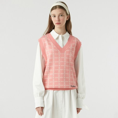 [셀럽 착용] 로라로라 여성용 CHECK JACQUARD KNIT VEST KT-21132