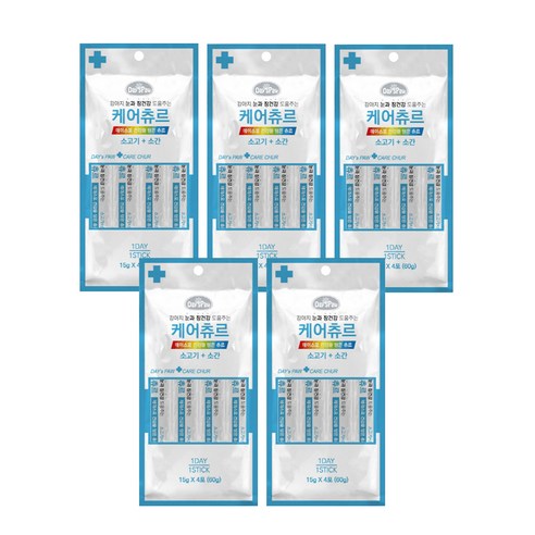 데이스포 강아지 츄르, 소고기 + 소간 혼합맛, 60g, 5개