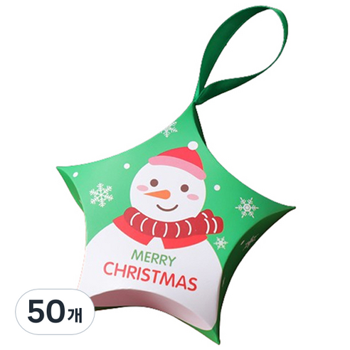마켓감성 크리스마스별 고리 상자, 눈사람, 50개