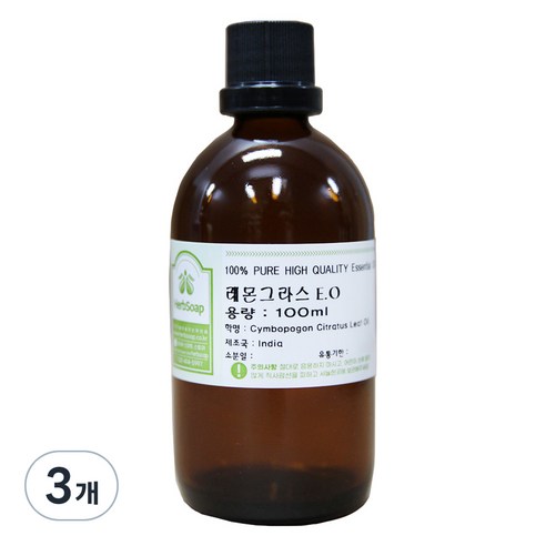 허브솝 레몬그라스 에센셜 오일 100ml, 3개