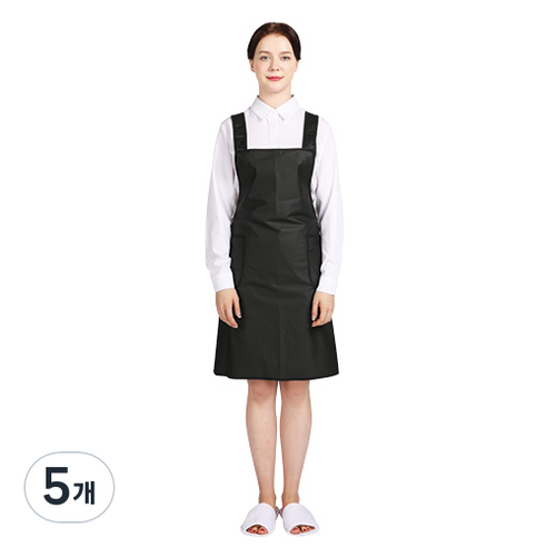 웰프런 우레탄 방수앞치마 검정파이핑 소, 무광블랙, 5개