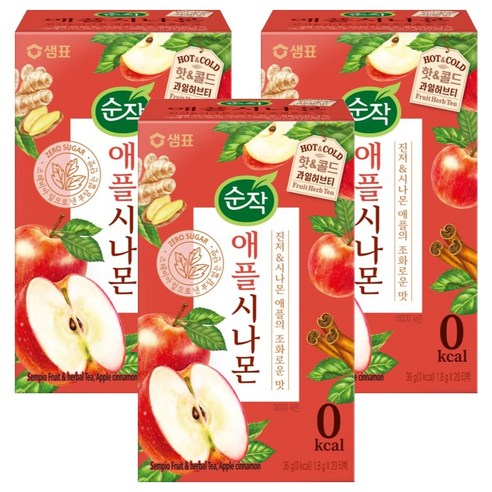 순작 애플시나몬 핫&콜드 과일허브티, 1.8g, 20개입, 3개