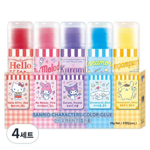 종이나라 산리오캐릭터즈 컬러 풀 5종 세트, 125g, 4세트