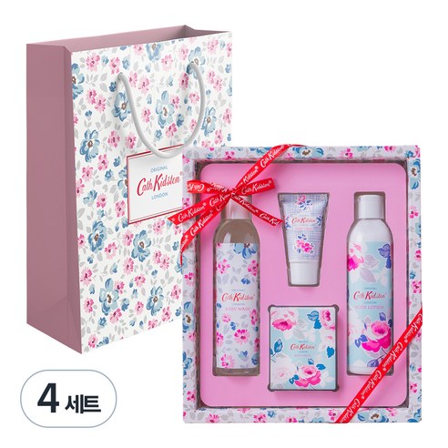 캐스키드슨 와일드로즈 앤 퀸스 바디워시 200ml + 바디로션 200ml + 핸드크림 30ml + 배스솔트 100g 인덜전트 세트 + 쇼핑백, 4세트