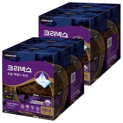 크리넥스 보습에센스 로션 천연펄프 미용티슈 3겹, 6개입, 2팩