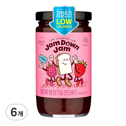 복음자리 잼다운 잼 딸기 앤 라즈베리, 225g, 6개