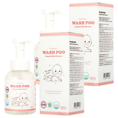 하우스윗 유아용 워시푸 오가닉 약산성 힙 클렌저, 280ml, 2개