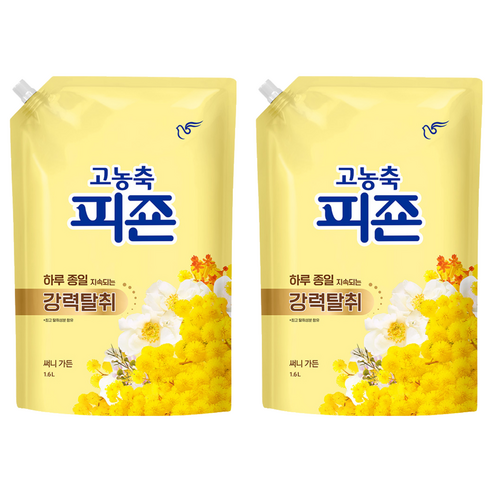 피죤 고농축 강력탈취 오리지널 섬유유연제 써니가든 리필, 1.6L, 2개