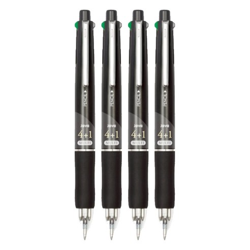 자바펜 제트4+1 멀티펜 0.7mm, 블랙, 4개
