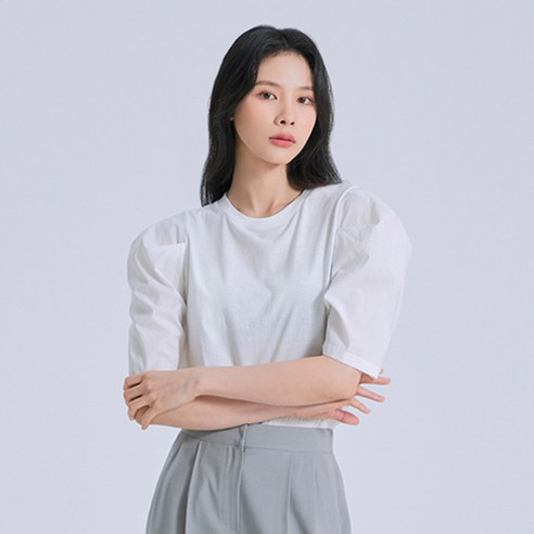 미쏘 여성용 우븐소매 반팔 티셔츠