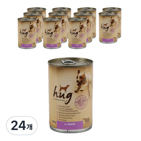 스내피톰 생후 3개월 이후 강아지 허그 파테 주식캔 12p, 램, 400g, 24개